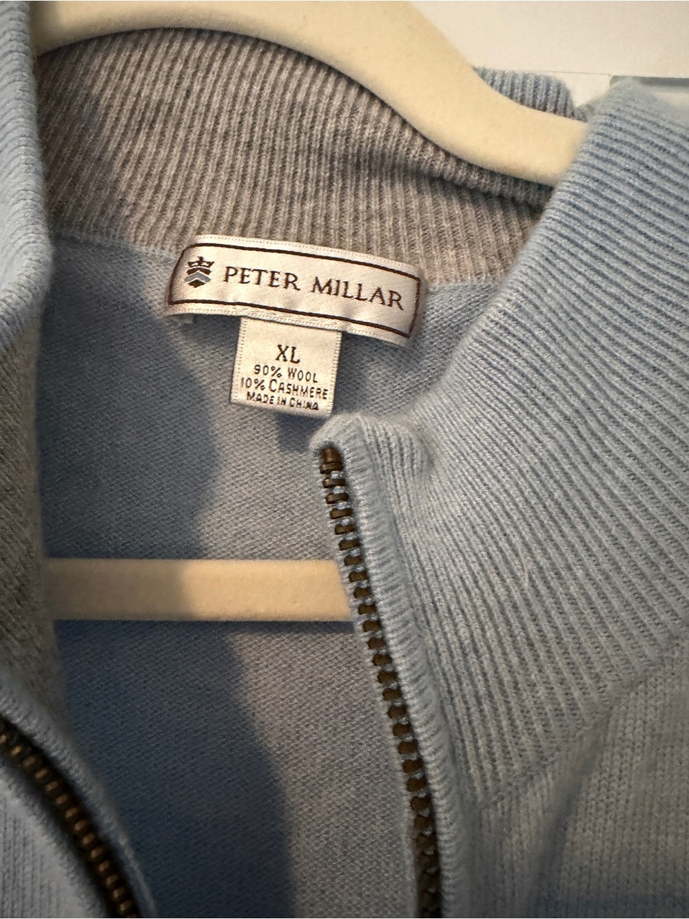 Light Blue Quarter-Zip Sweater Peter Millar xl men’s wool cashmere - Picture 6 of 10